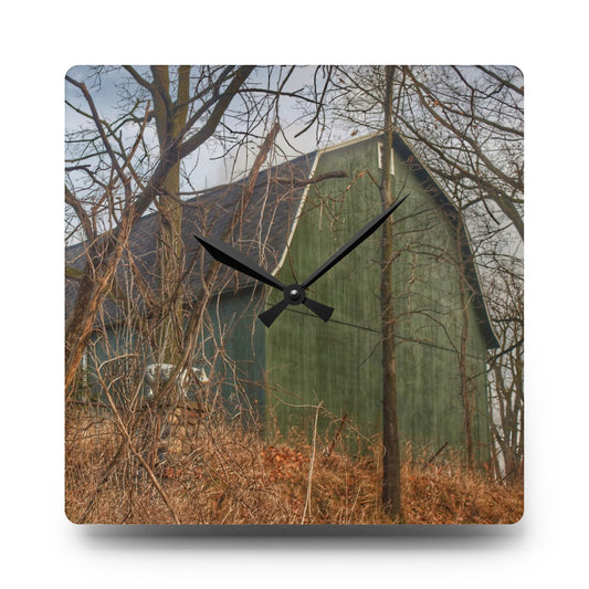 U R There Photography Yale Road Hidden Green Rustic Farmhouse Acrylic Analog Wall Clock 10.75'' × 10.75'' (Square)