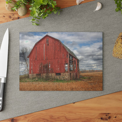 U R There Photography Laur Road Forgotten Red I Rustic Farmhouse Tempered-Glass Cutting Board