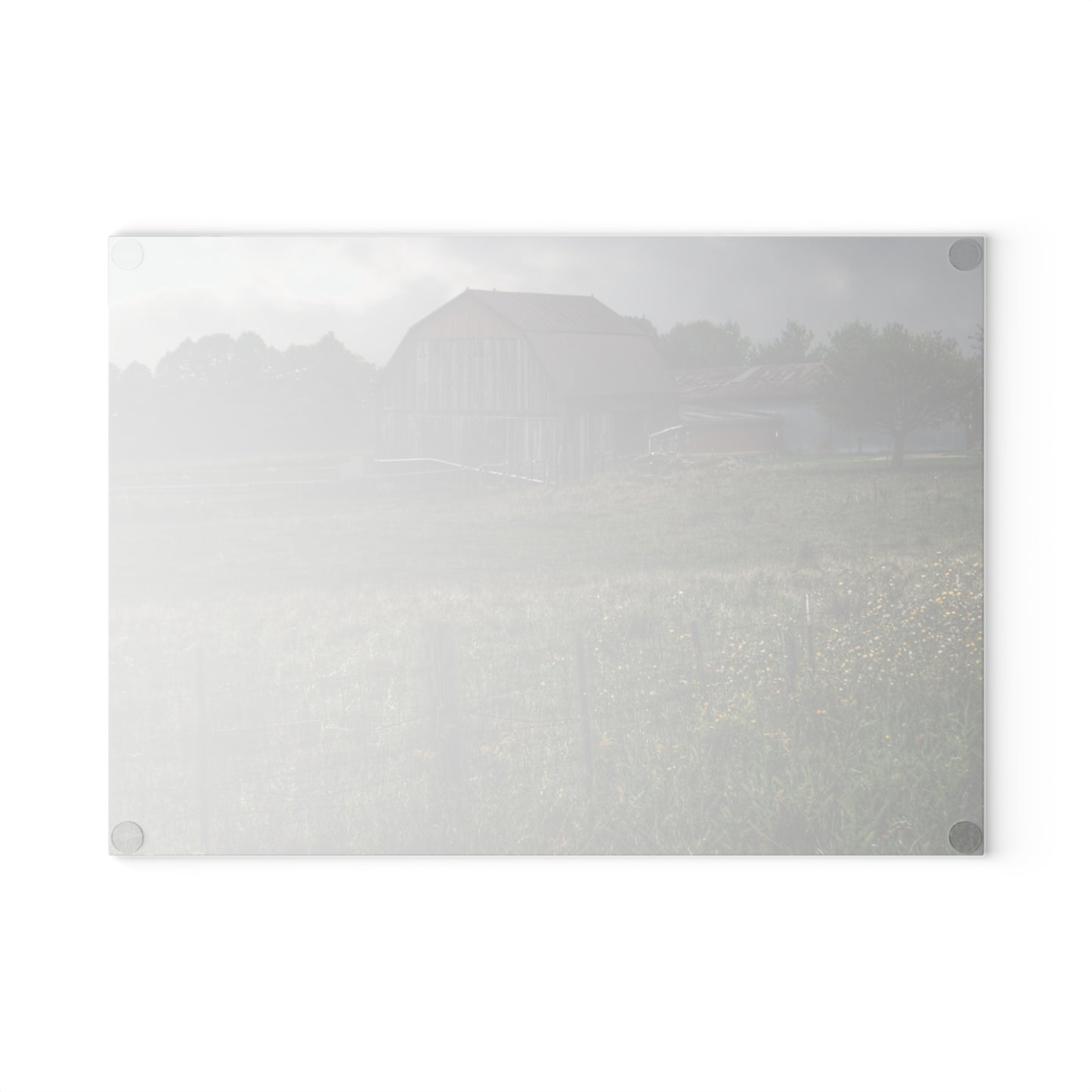 U R There Photography Newark Road Tilted Grey I Rustic Farmhouse Tempered-Glass Cutting Board