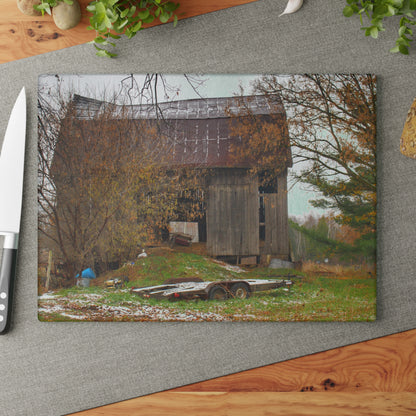 U R There Photography Frenchline Road Old Grey Rustic Farmhouse Tempered-Glass Cutting Board