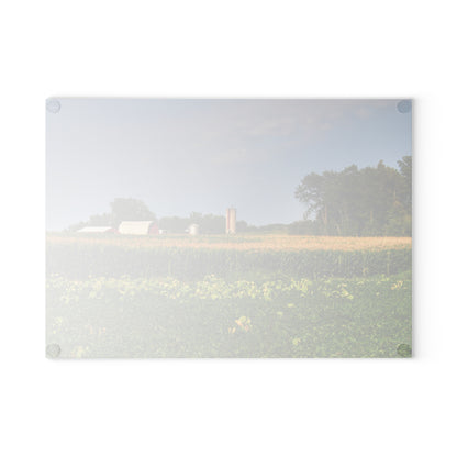 U R There Photography Across the Field in Clifford  Rustic Farmhouse Tempered-Glass Cutting Board