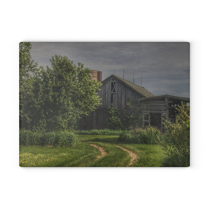 U R There Photography Barkley Road Greys I Rustic Farmhouse Tempered-Glass Cutting Board