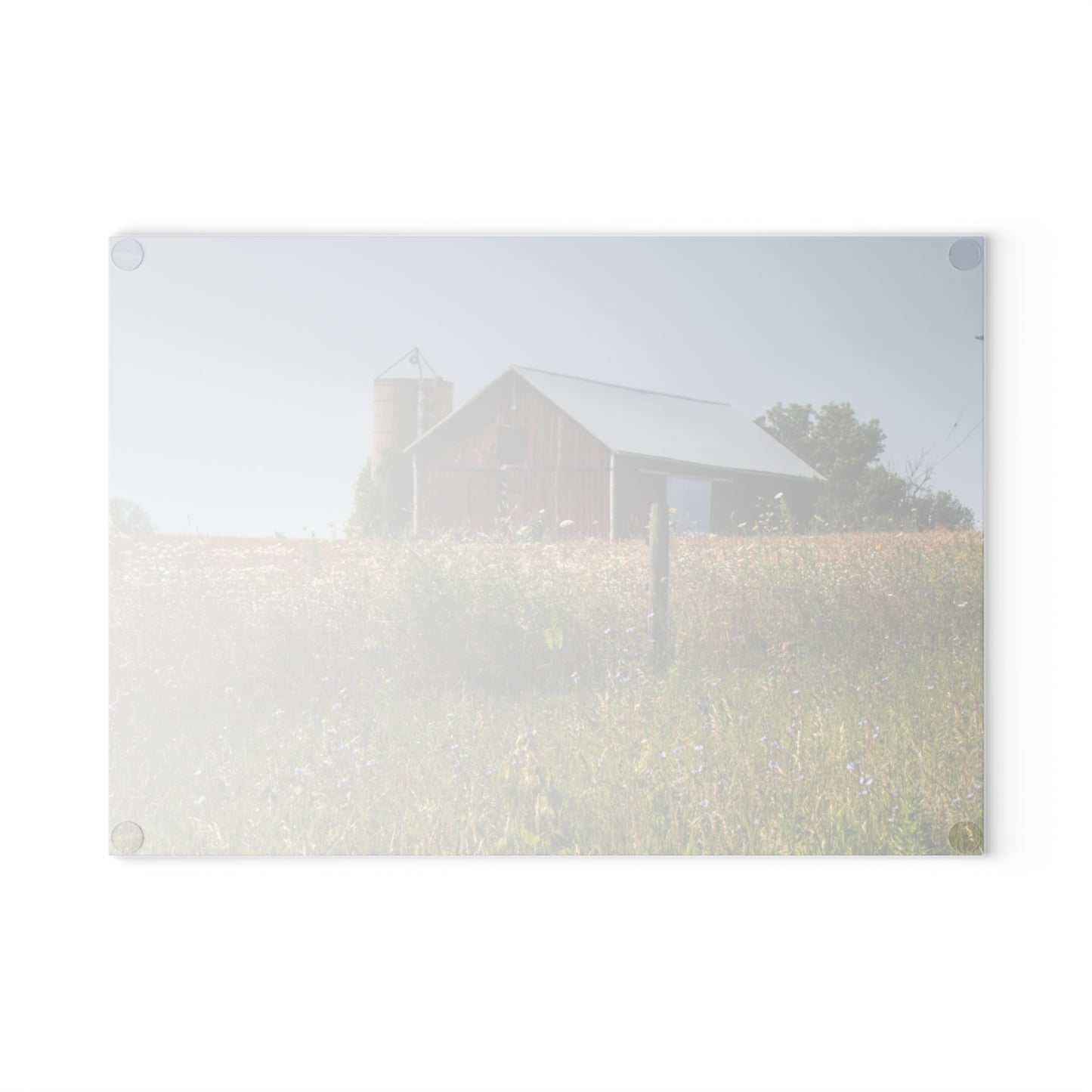 U R There Photography North Lake Pleasant Little Red Rustic Farmhouse Tempered-Glass Cutting Board