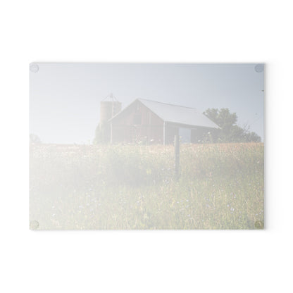 U R There Photography North Lake Pleasant Little Red Rustic Farmhouse Tempered-Glass Cutting Board