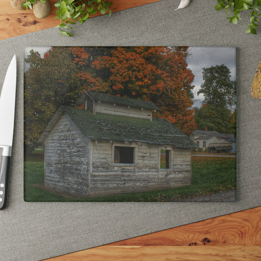 U R There Photography Rural Shack of Metamora Rustic Farmhouse Tempered-Glass Cutting Board