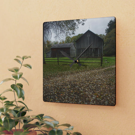U R There Photography Wilder Road Greys II Rustic Farmhouse Acrylic Analog Wall Clock