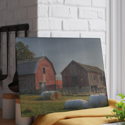 U R There Photography Irish Road Old Reds I Rustic Farmhouse Tempered-Glass Cutting Board