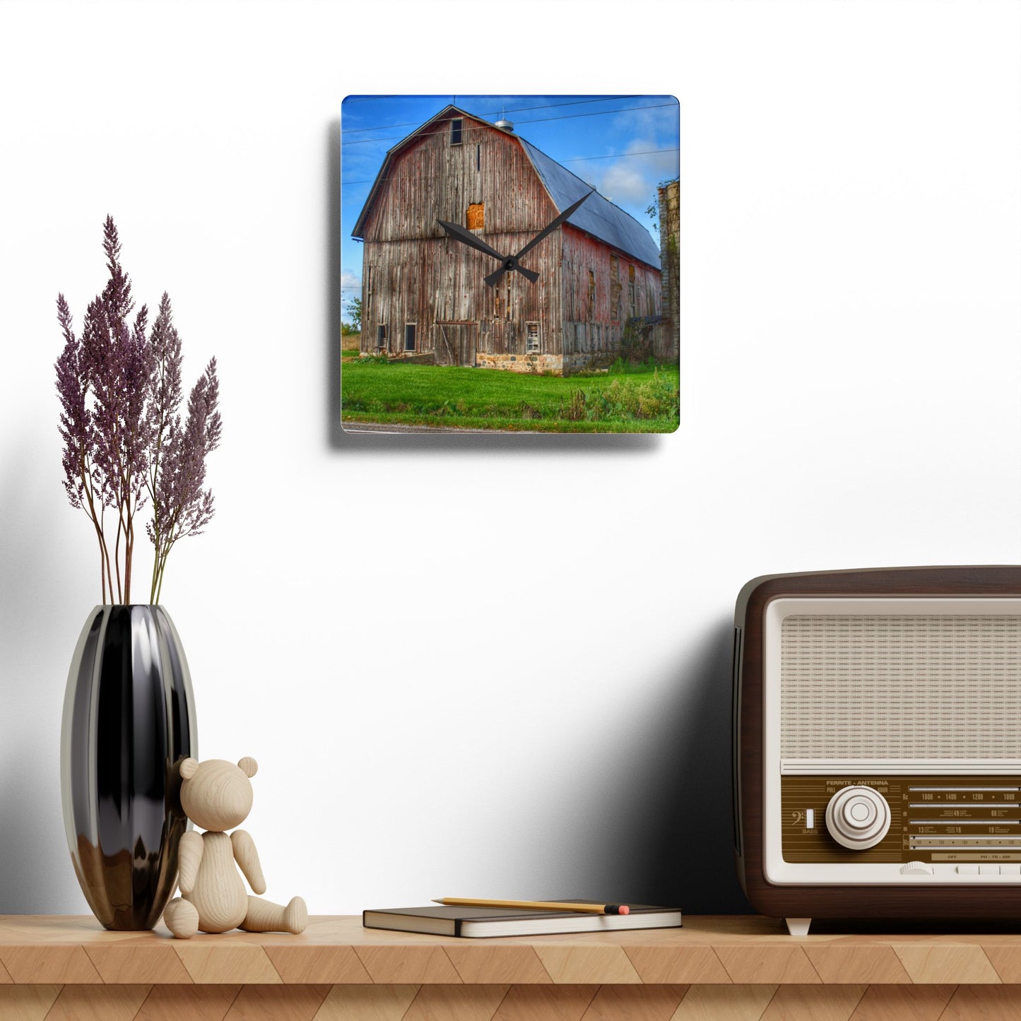 U R There Photography North Irish Red II Rustic Farmhouse Acrylic Analog Wall Clock