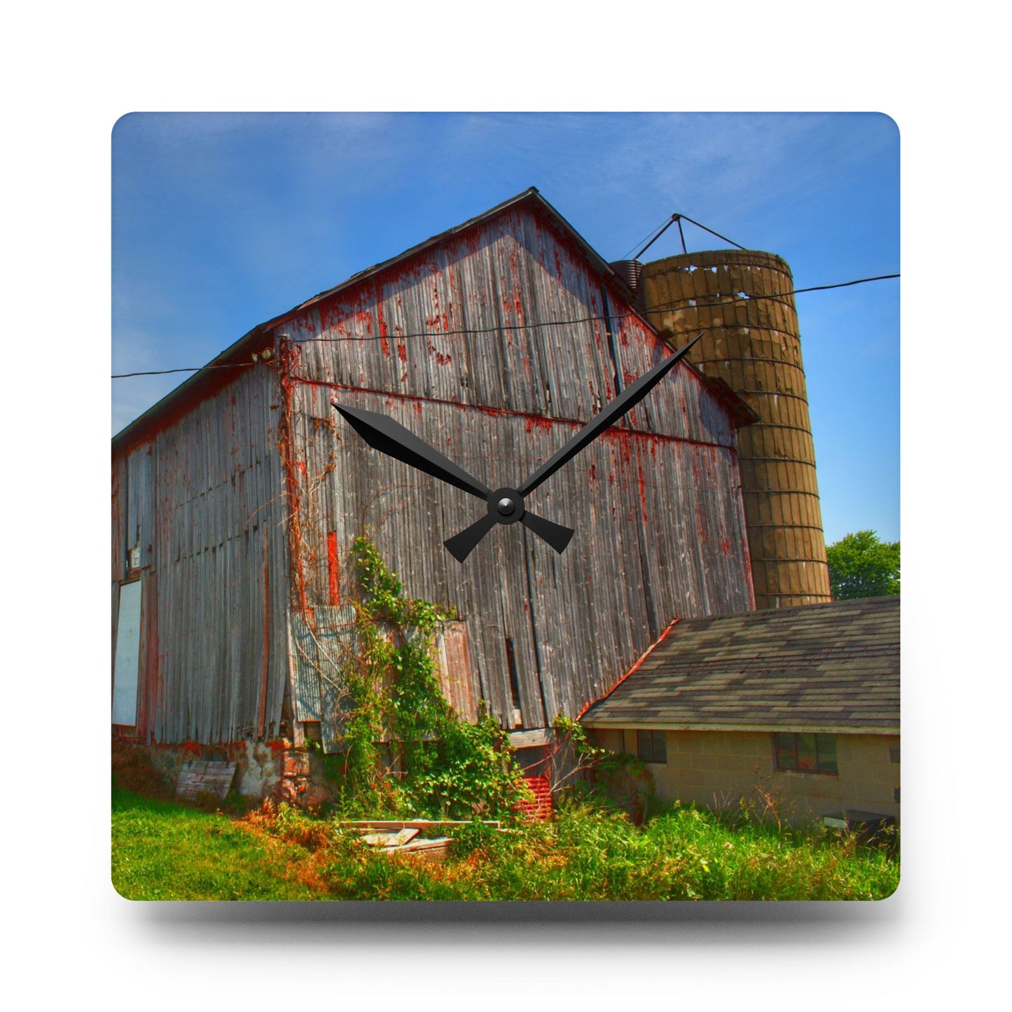 U R There Photography Marlette Red II Rustic Farmhouse Acrylic Analog Wall Clock