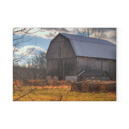 U R There Photography Sandusky Grey Haybarn Rustic Farmhouse Tempered-Glass Cutting Board