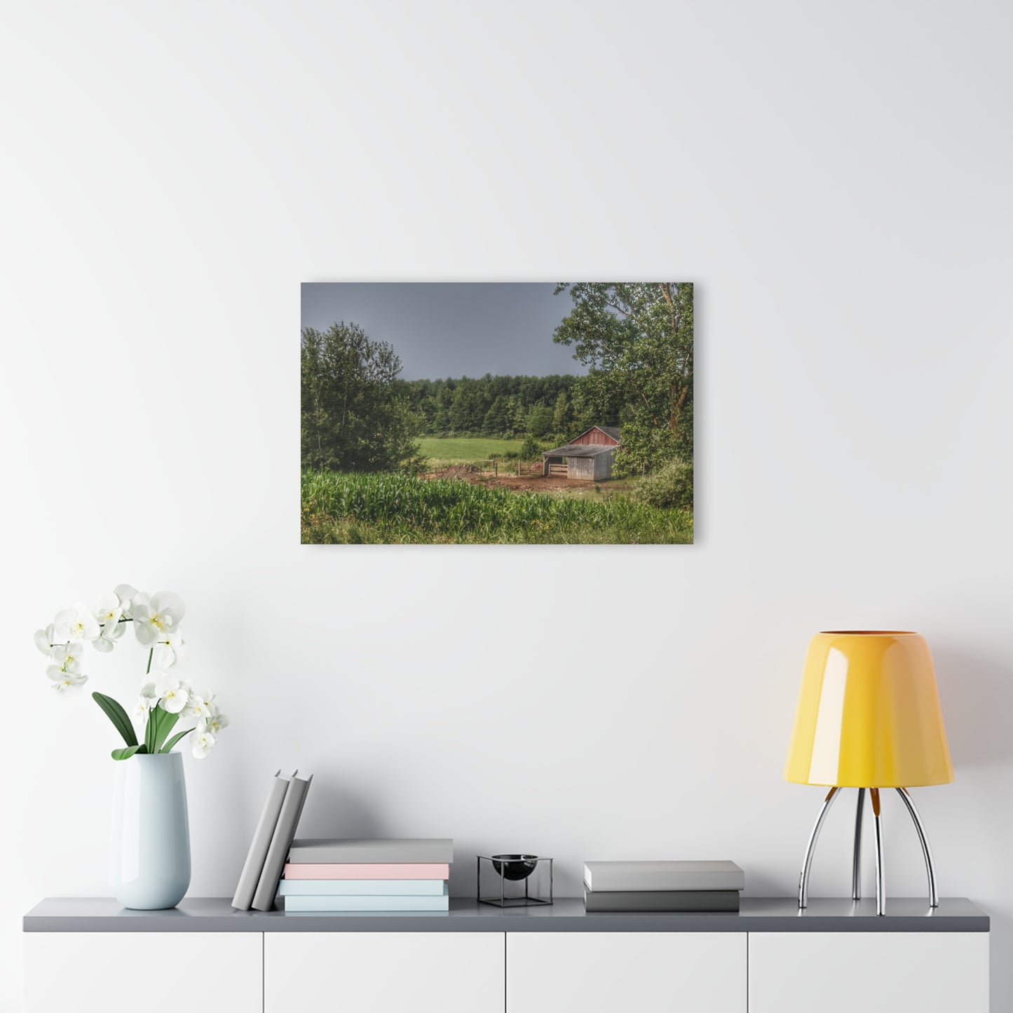 U R There Photography West Oregon Road Hidden Red I Rustic Farmhouse Acrylic Wall Print