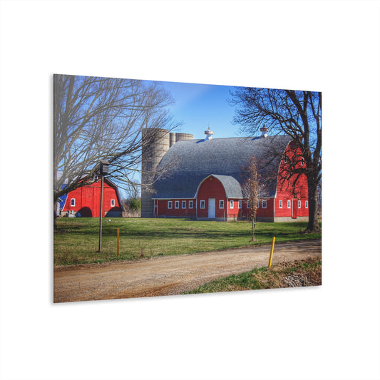 U R There Photography Hough Road Reds and Silo II Rustic Farmhouse Acrylic Wall Print