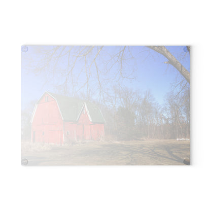 U R There Photography Hickory Ridge Red I Rustic Farmhouse Tempered-Glass Cutting Board