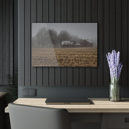 U R There Photography Farm in the Fog on Barnes Road Rustic Farmhouse Acrylic Wall Print
