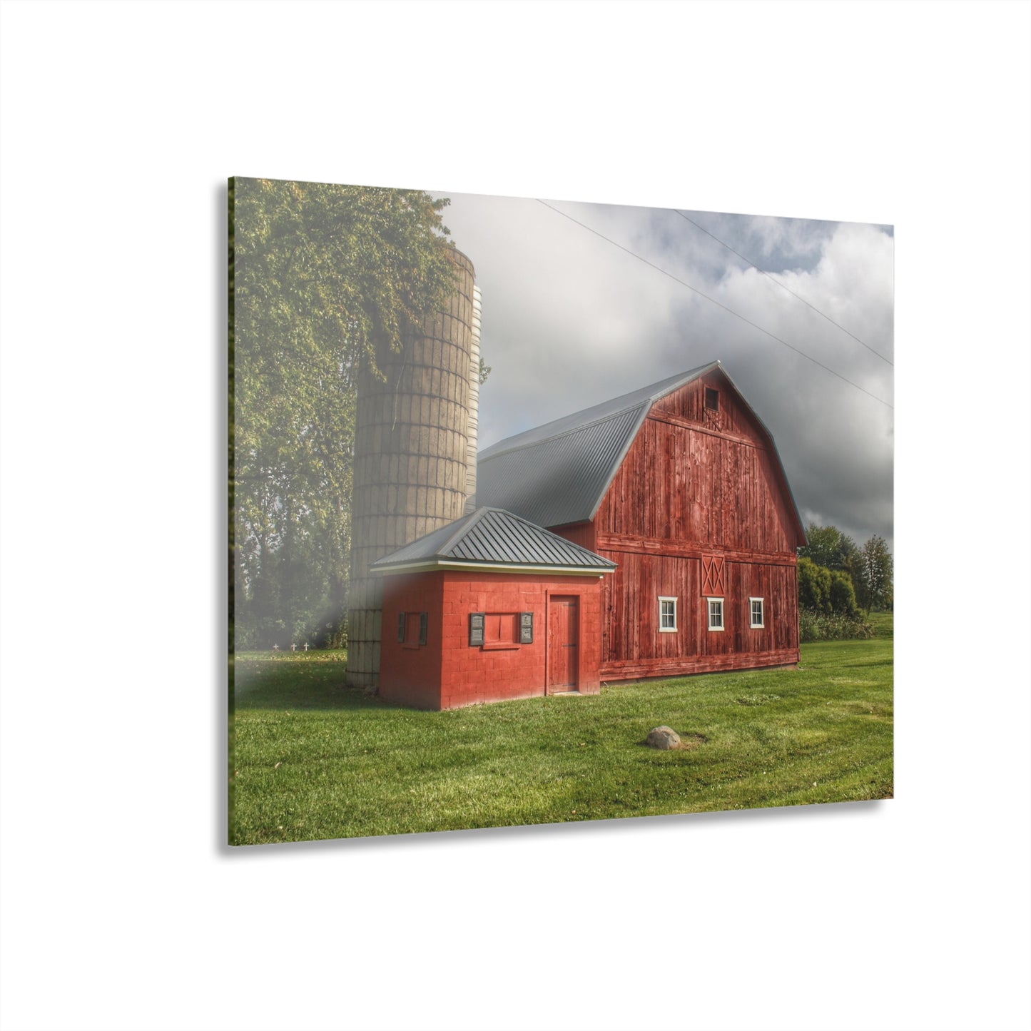 U R There Photography Hollow Corners Red and Silo Rustic Farmhouse Acrylic Wall Print