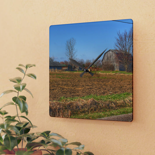 U R There Photography Stanley Road Greys Rustic Farmhouse Acrylic Analog Wall Clock