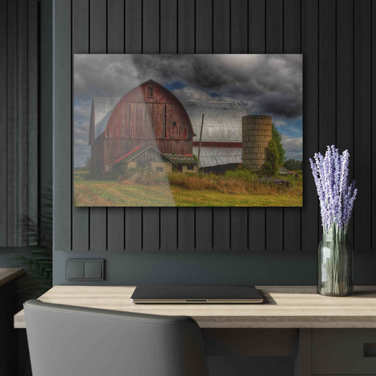 U R There Photography Valentine Road Red I Rustic Farmhouse Acrylic Wall Print 36" x 24" (Horizontal) 0.25''