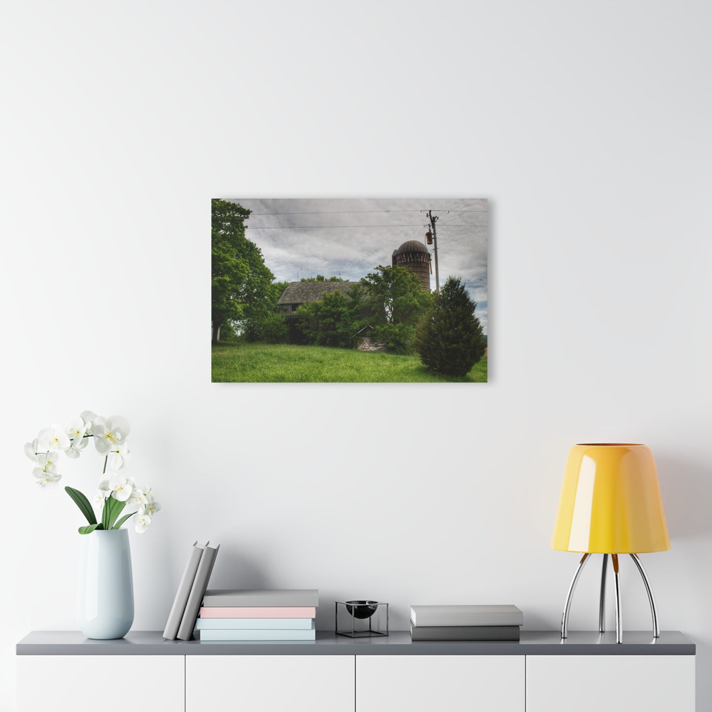 U R There Photography Higgins Road Greys Beyond the Greens Rustic Farmhouse Acrylic Wall Print