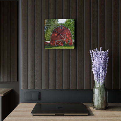 U R There Photography Henderson Red Rustic Farmhouse Acrylic Analog Wall Clock