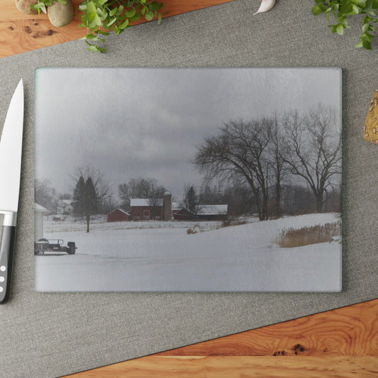 U R There Photography Across the Field on Sandy Lane Rustic Farmhouse Tempered-Glass Cutting Board
