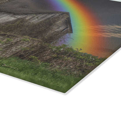 U R There Photography Somewhere Under the Rainbow Rustic Farmhouse Tempered-Glass Cutting Board
