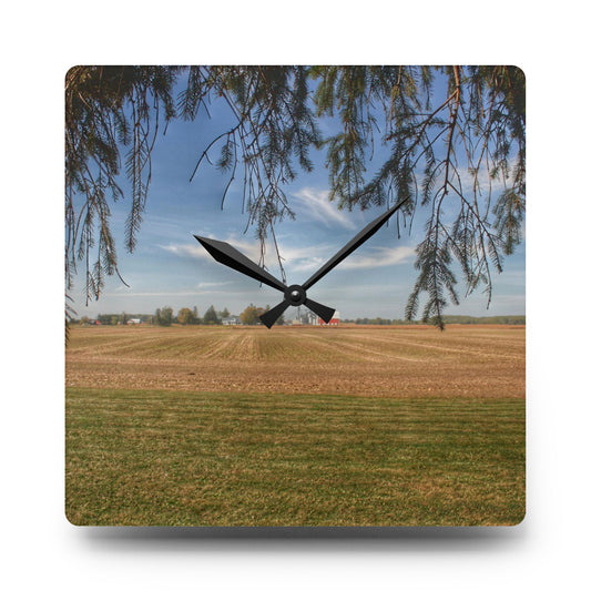 Cass City Farm Rustic Farmhouse Acrylic Analog Wall Clock 10.75'' × 10.75'' (Square)
