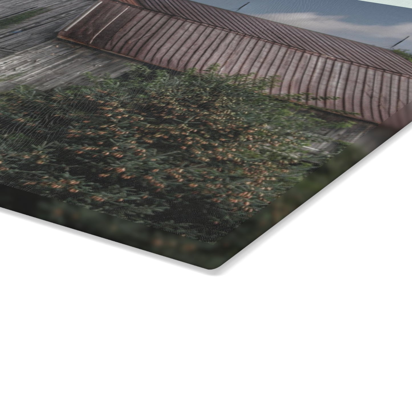 U R There Photography Columbiaville Grey Rustic Farmhouse Tempered-Glass Cutting Board