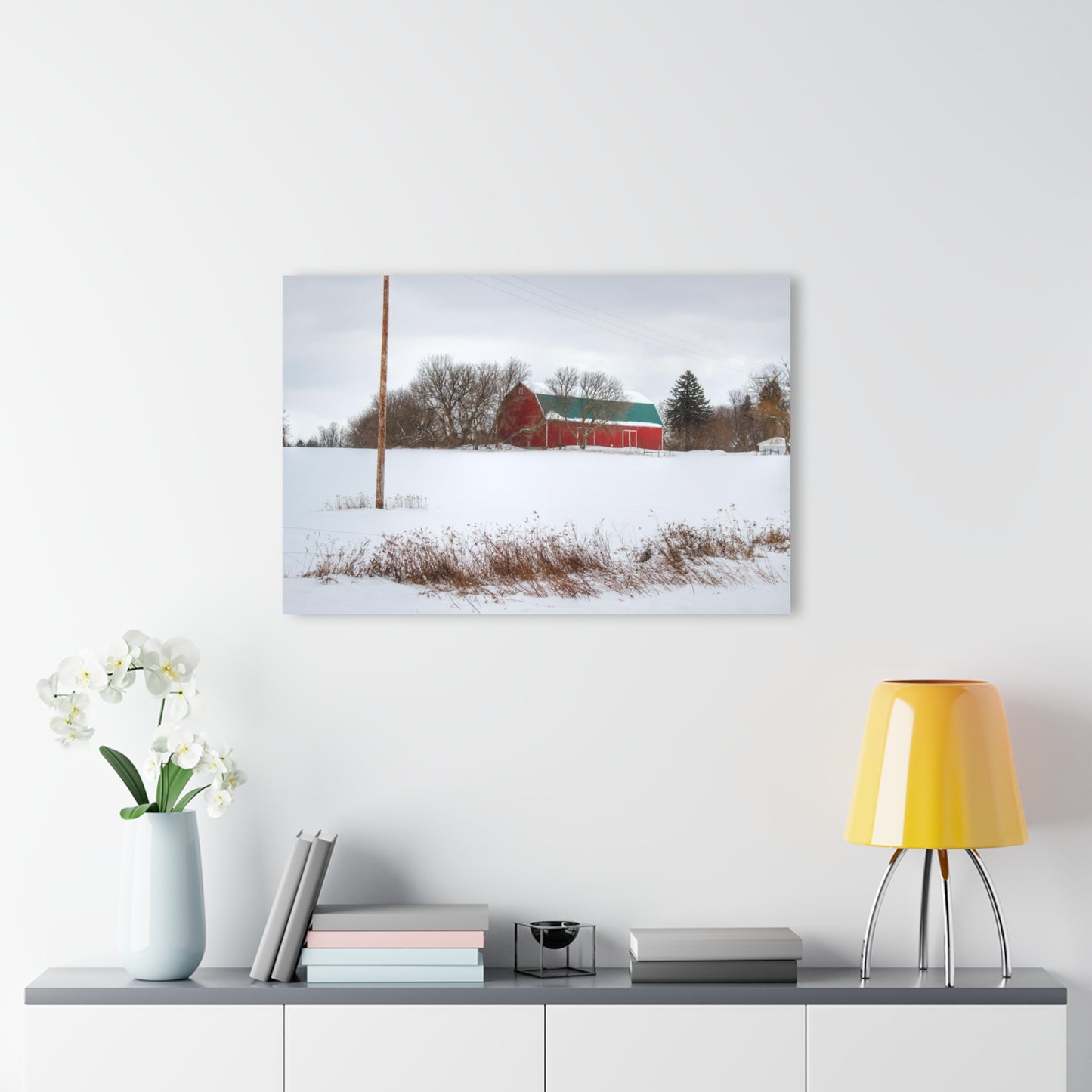 U R There Photography Five Lakes Hidden Red Rustic Farmhouse Acrylic Wall Print