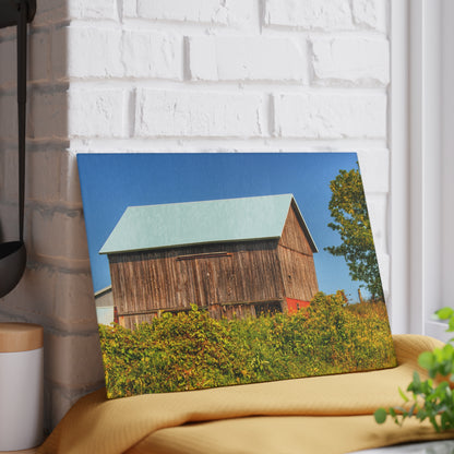 U R There Photography Hilltop High Grey Rustic Farmhouse Tempered-Glass Cutting Board