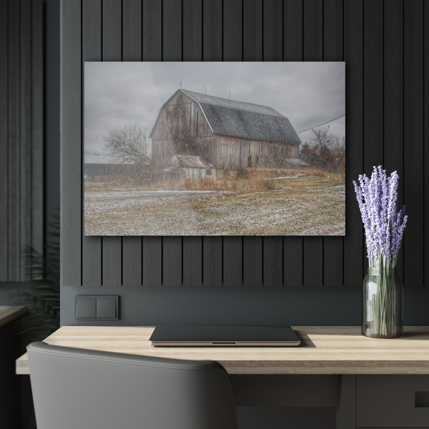 U R There Photography Mayville Road Grey Rustic Farmhouse Acrylic Wall Print