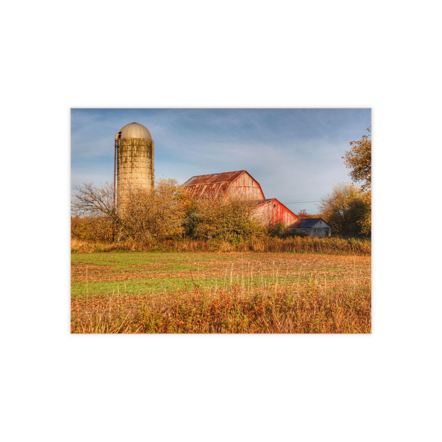 U R There Photography Cade Road Red and Silo Rustic Farmhouse Decorative Ceramic Tile