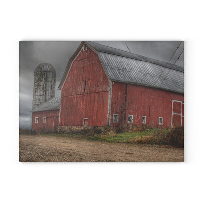 U R There Photography Stanley Road Reds Rustic Farmhouse Tempered-Glass Cutting Board