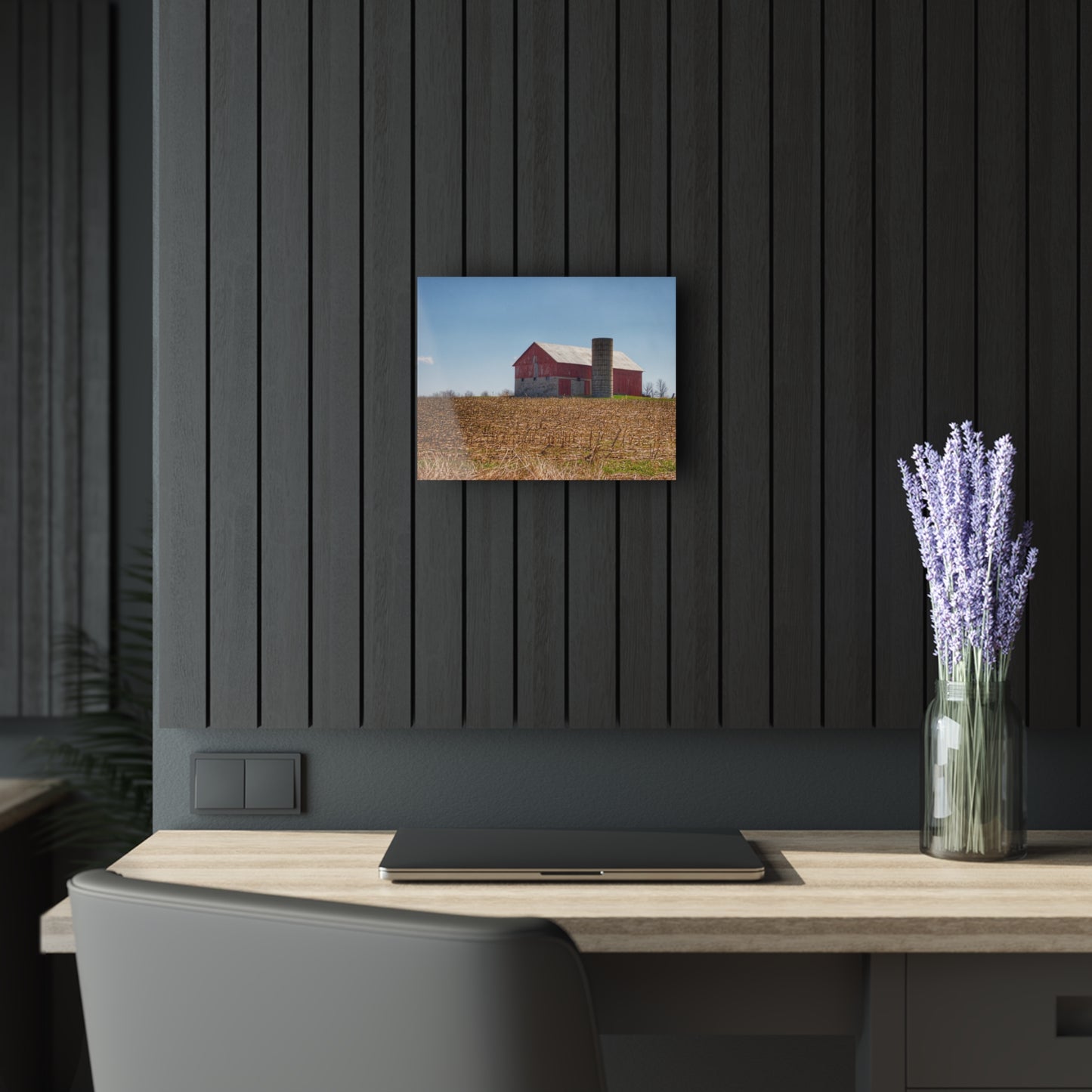 U R There Photography Lee Hill Road Block Red Rustic Farmhouse Acrylic Wall Print