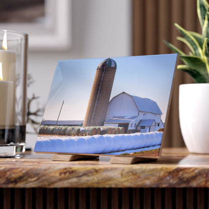 U R There Photography Bowers Road White in Winter Rustic Farmhouse Decorative Ceramic Tile