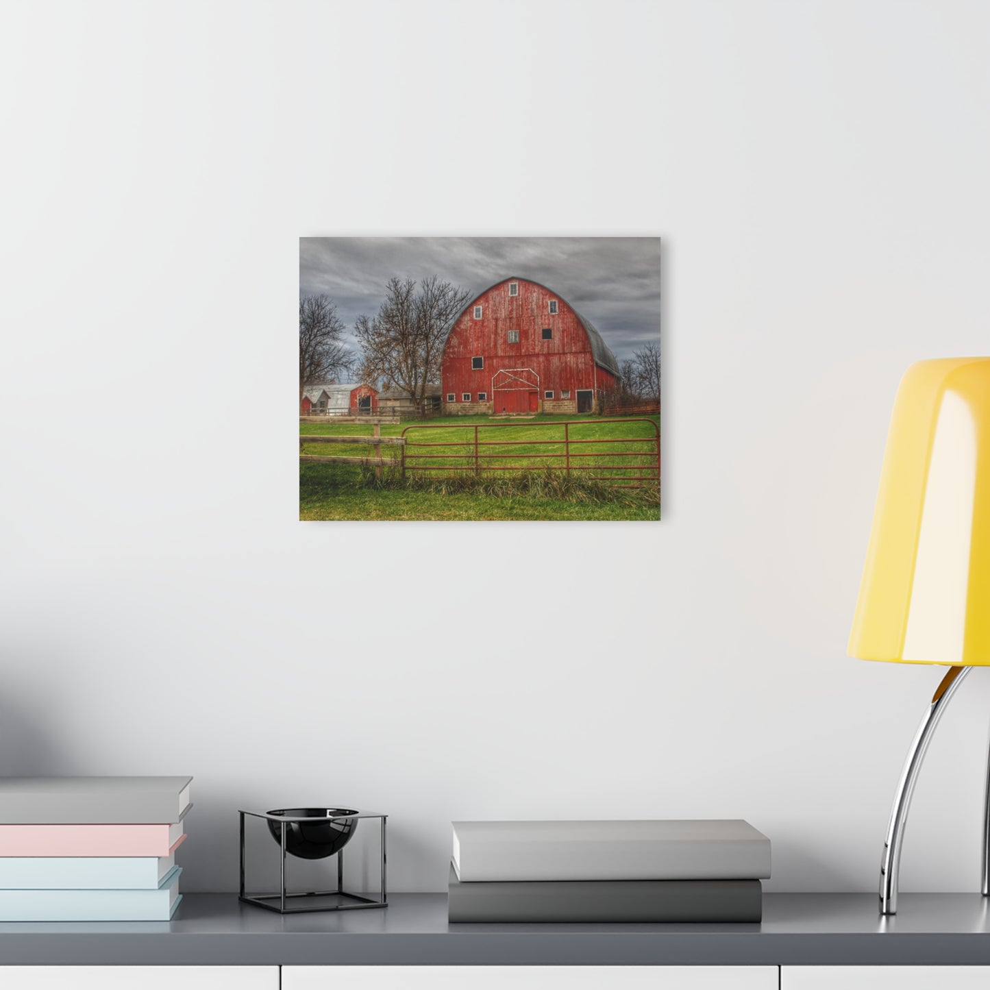 U R There Photography Beyond the Fence Red Rustic Farmhouse Acrylic Wall Print