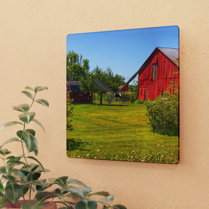 U R There Photography East Farrand Reds Rustic Farmhouse Acrylic Analog Wall Clock