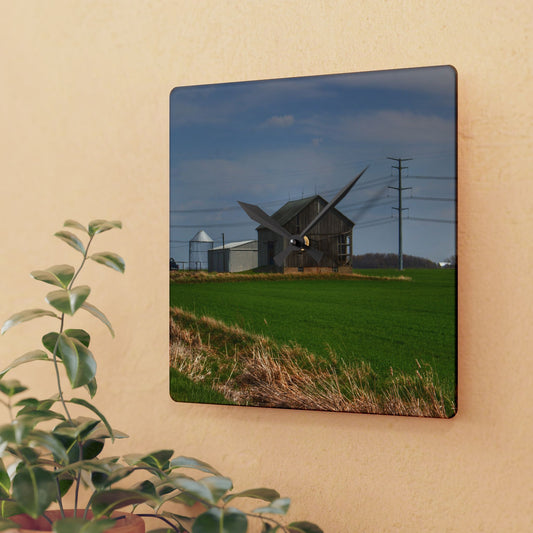 U R There Photography McAlpine Grey Rustic Farmhouse Acrylic Analog Wall Clock