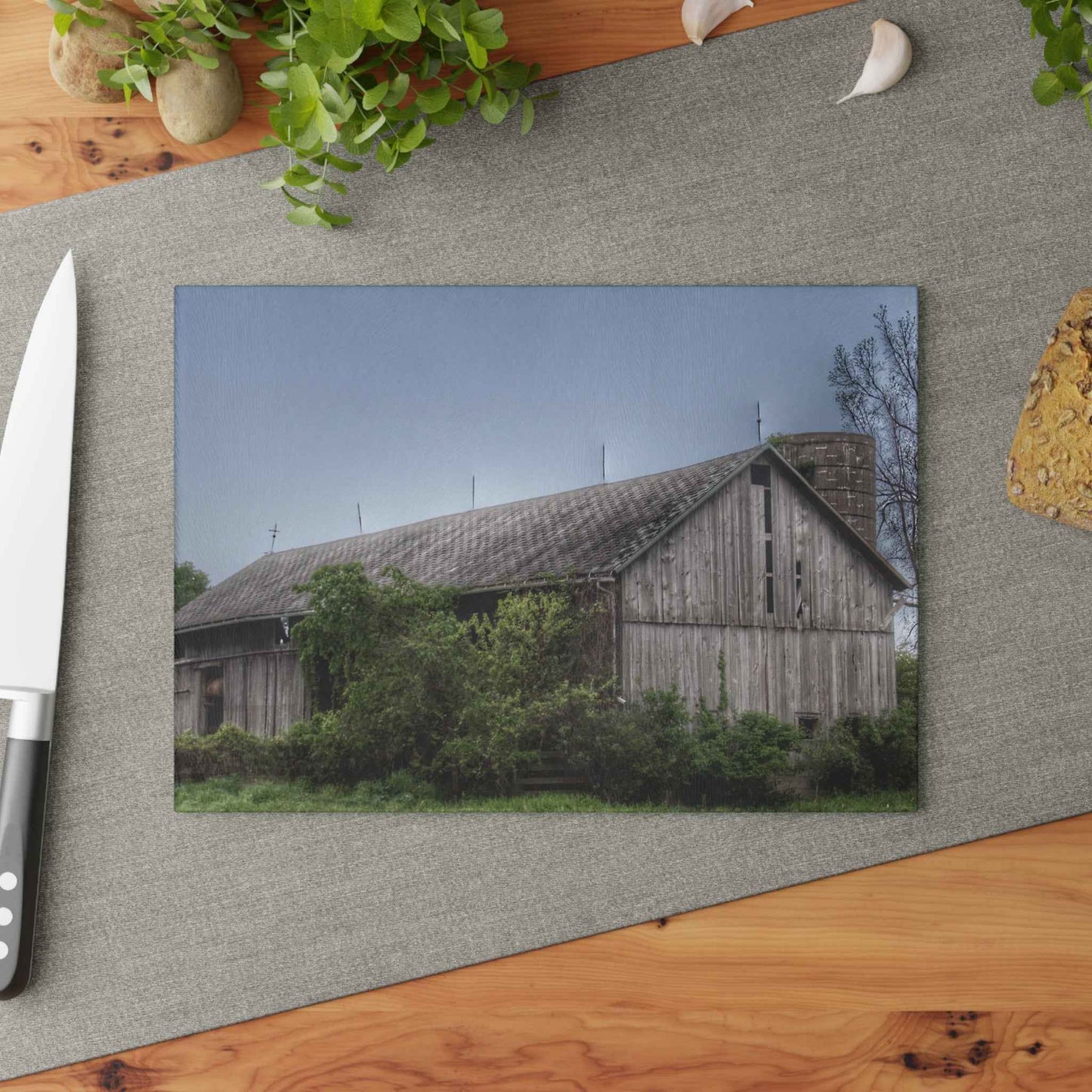 U R There Photography Wilder Road Grey I Rustic Farmhouse Tempered-Glass Cutting Board