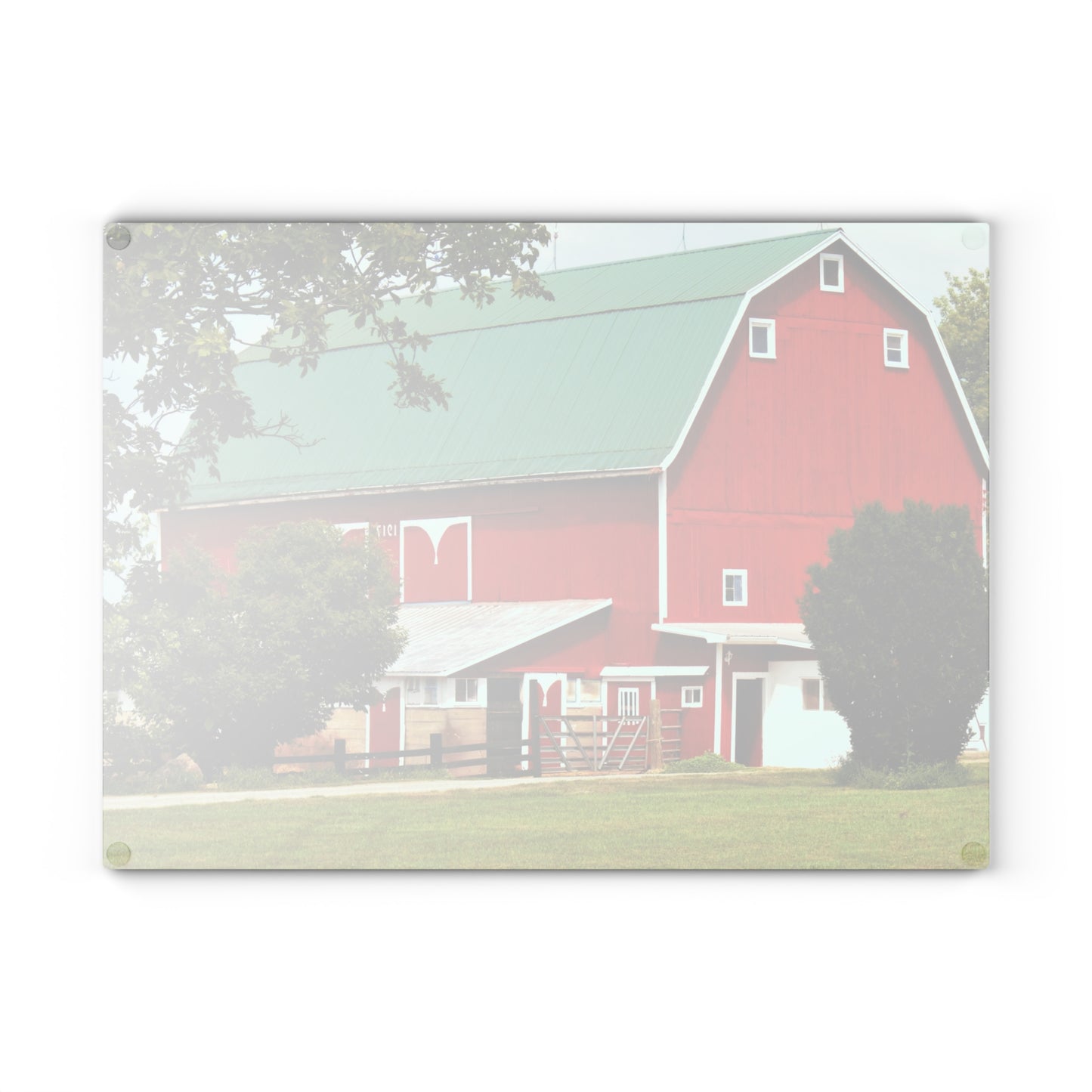U R There Photography Stewart Road Red II Rustic Farmhouse Tempered-Glass Cutting Board