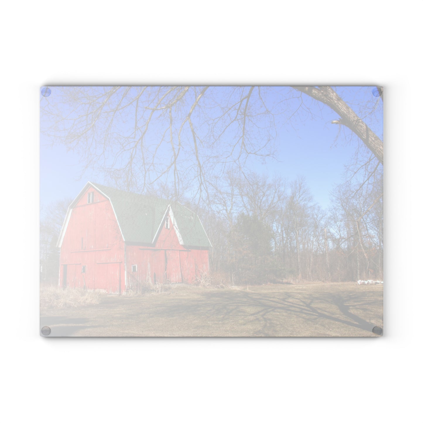U R There Photography Hickory Ridge Red I Rustic Farmhouse Tempered-Glass Cutting Board