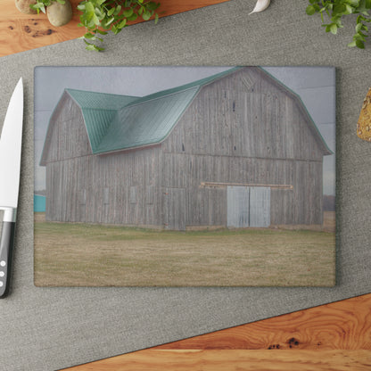 U R There Photography Forest Road Grey Rustic Farmhouse Tempered-Glass Cutting Board