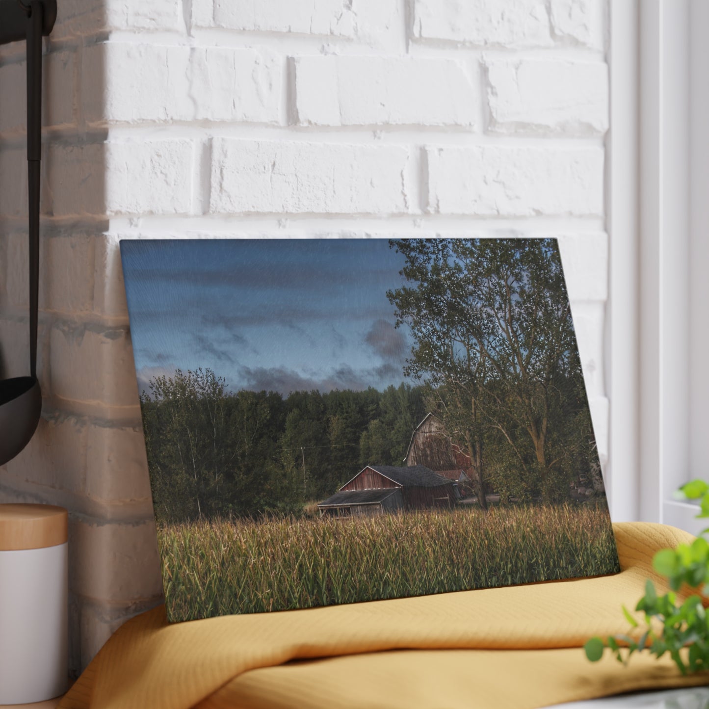 U R There Photography West Oregon Road Hidden Red II Rustic Farmhouse Tempered-Glass Cutting Board