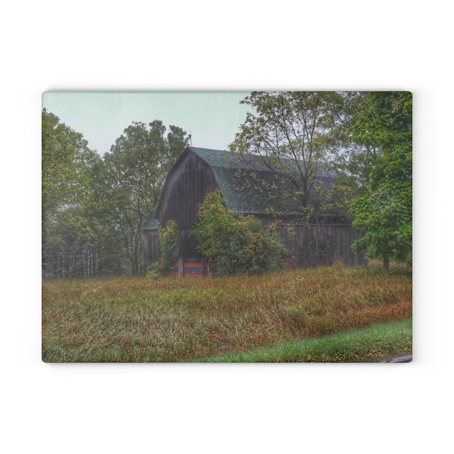 U R There Photography Metamora Road Grey Rustic Farmhouse Tempered-Glass Cutting Board