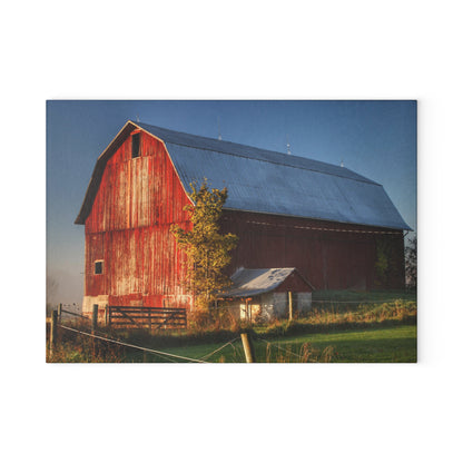 U R There Photography Columbiaville Red III Rustic Farmhouse Tempered-Glass Cutting Board