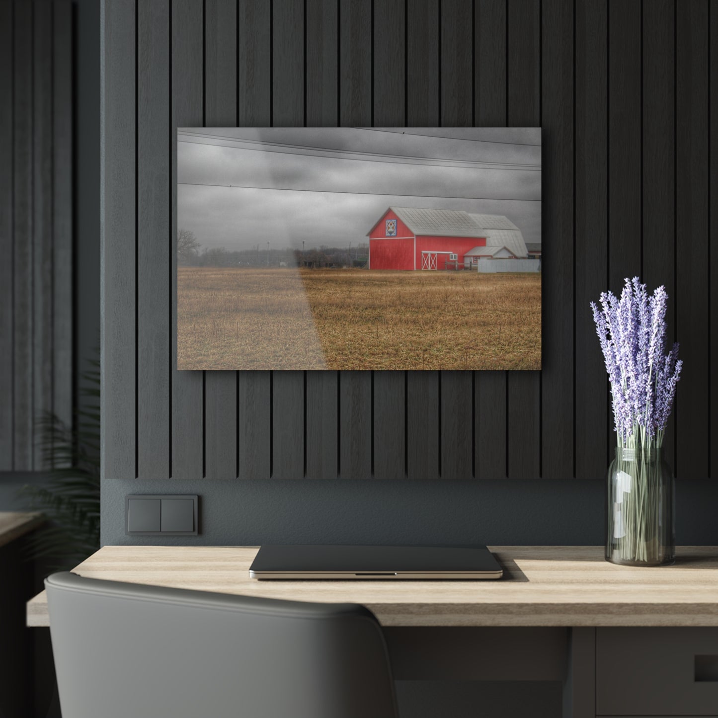 U R There Photography Barnes Road Quilted Red Rustic Farmhouse Acrylic Wall Print