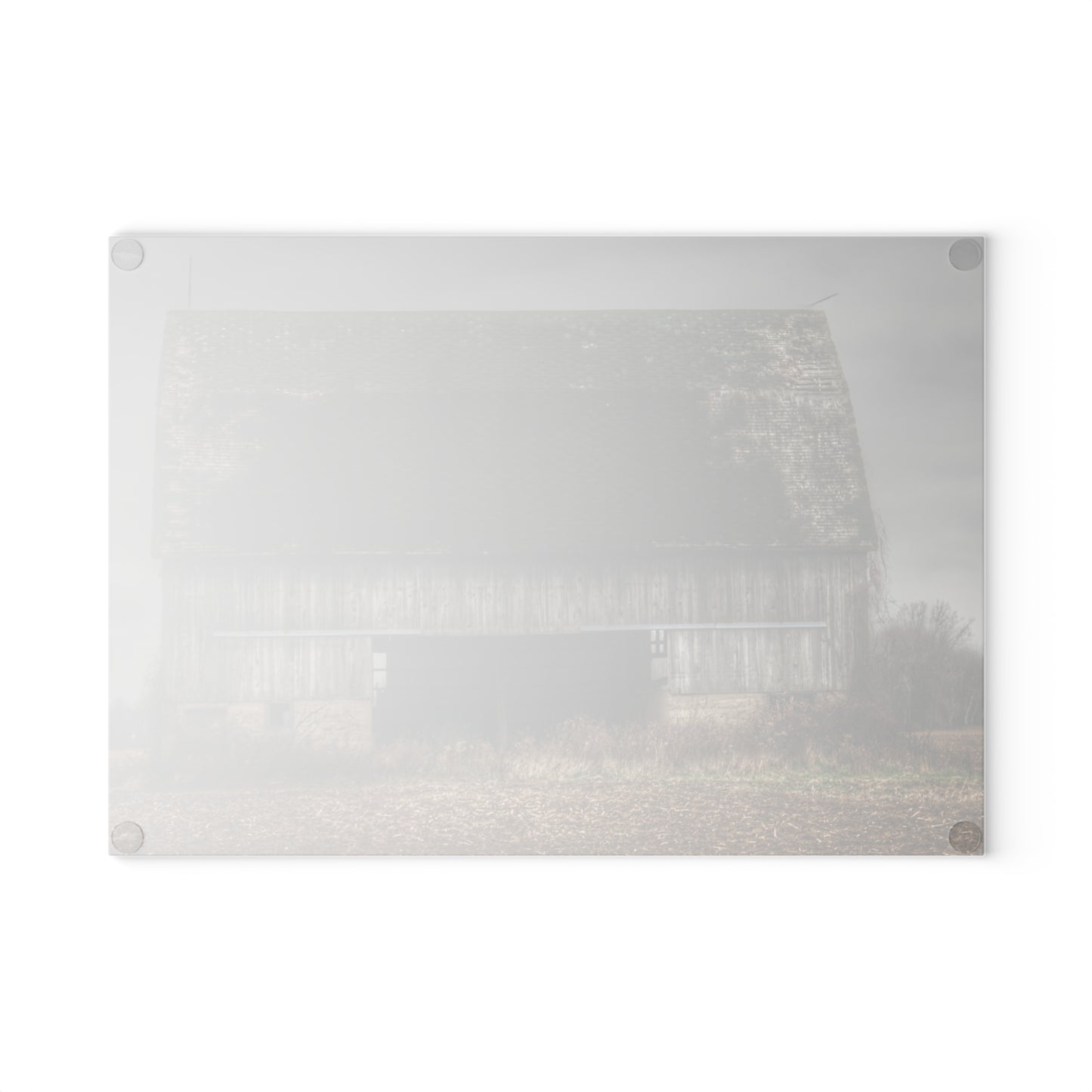 U R There Photography Stone Road Old Grey II Rustic Farmhouse Tempered-Glass Cutting Board