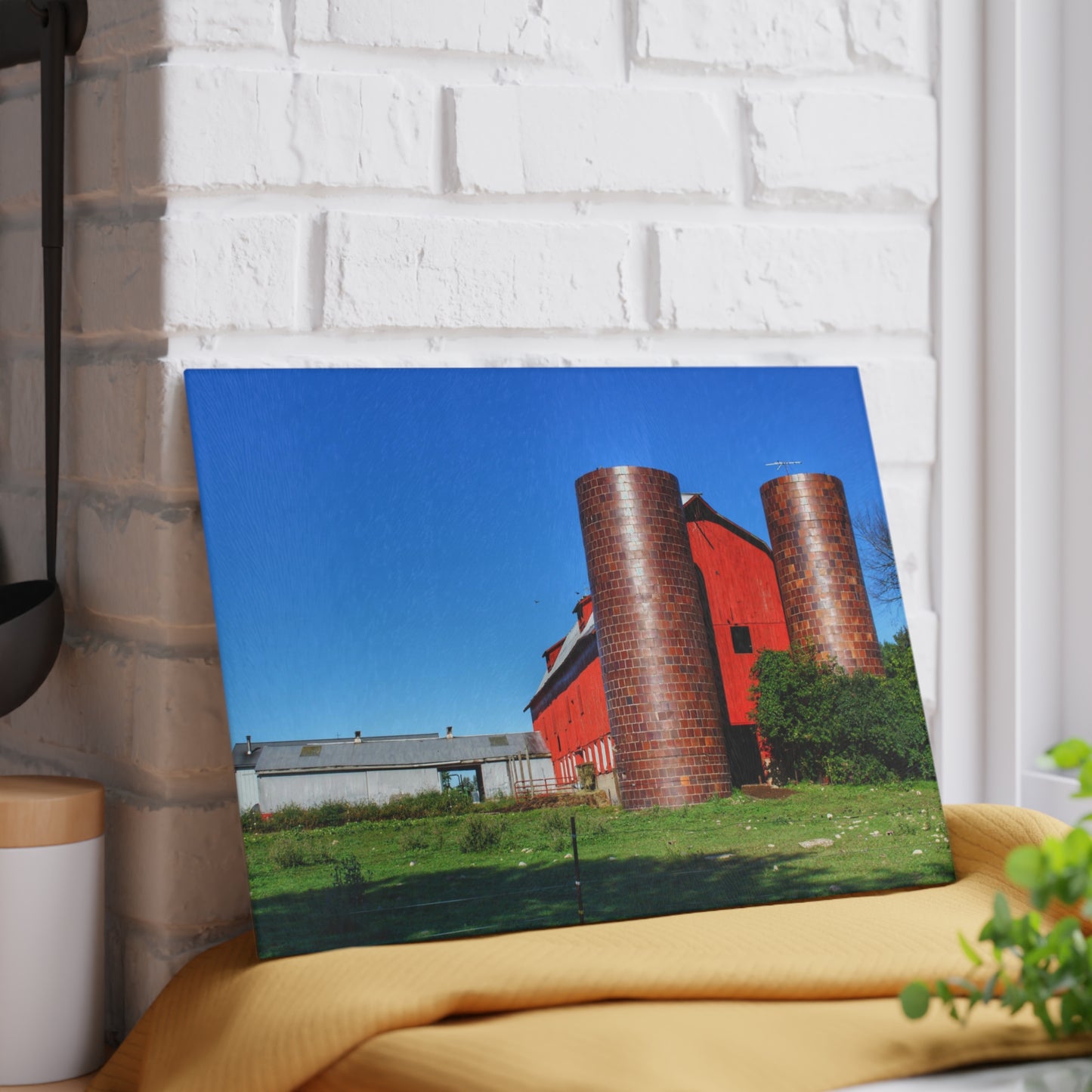 U R There Photography Baldwin Red I Rustic Farmhouse Tempered-Glass Cutting Board