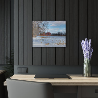 U R There Photography Across Barnes Road Frozen Cornfield Rustic Farmhouse Acrylic Wall Print