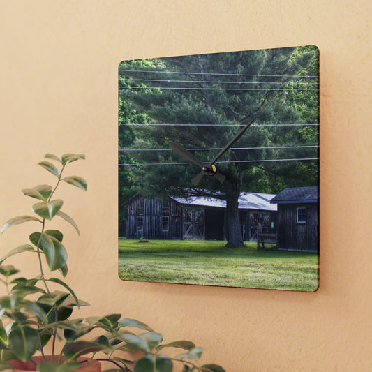 U R There Photography Leonard Road Roadside Greys Rustic Farmhouse Acrylic Analog Wall Clock