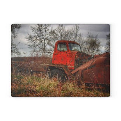 U R There Photography North Gates Road Rusted Red Rustic Farmhouse Tempered-Glass Cutting Board